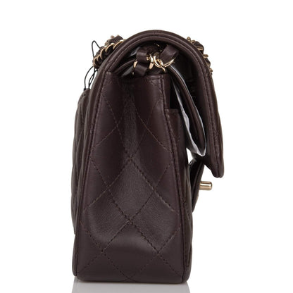 Chanel Small Classic Double Flap Bag Dark Brown Lambskin Light Gold Hardware