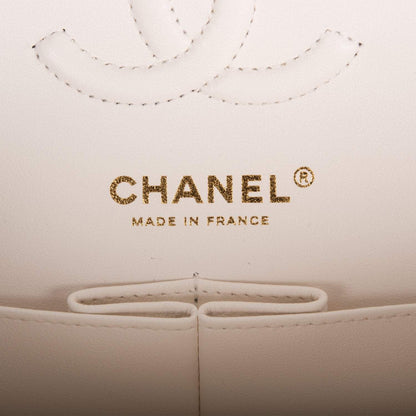 Chanel Small Classic Double Flap White Caviar Light Gold Hardware
