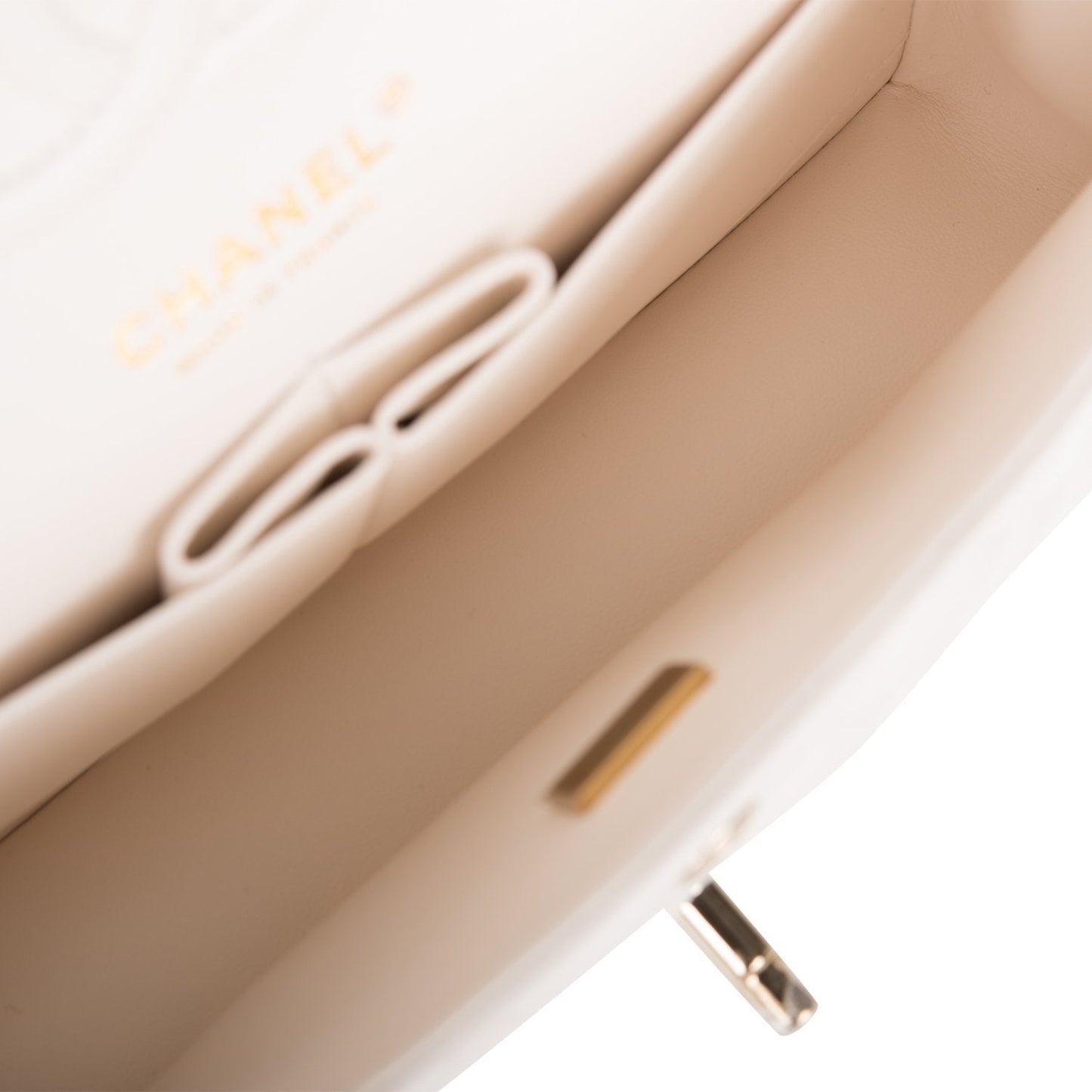 Chanel Small Classic Double Flap White Caviar Light Gold Hardware