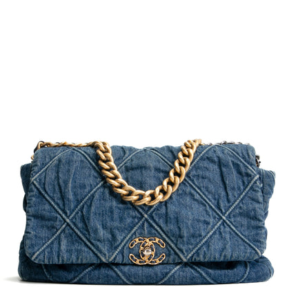 CHANEL 19 Denim Maxi Flap - Blue Jean