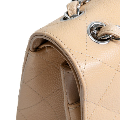 CHANEL Classic Jumbo Double Flap Quilted Caviar - Beige