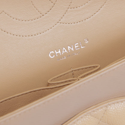 CHANEL Classic Jumbo Double Flap Quilted Caviar - Beige