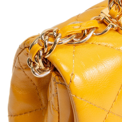 CHANEL Golden Links Top Handle Flap Bag Small- Mustard Yellow