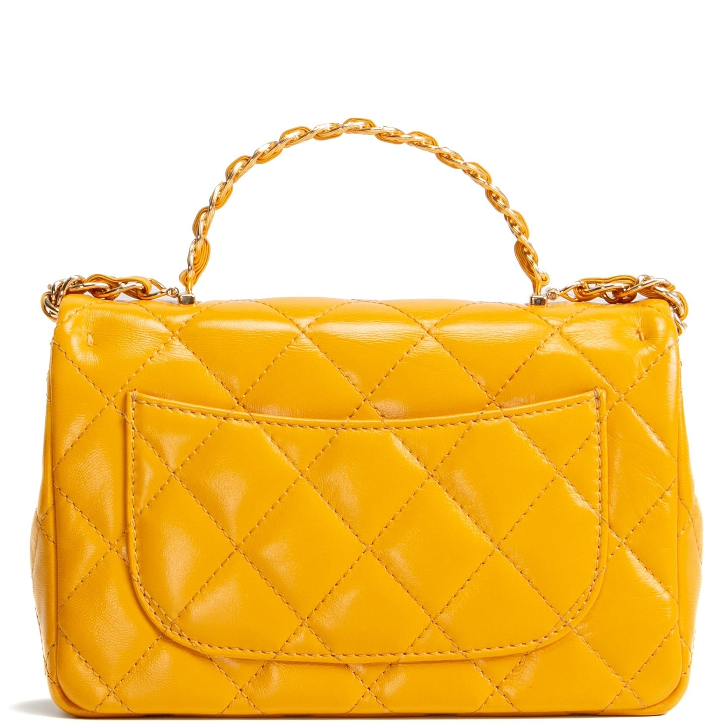 CHANEL Golden Links Top Handle Flap Bag Small- Mustard Yellow