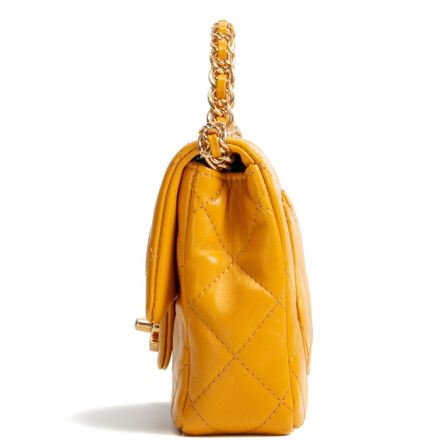 CHANEL Golden Links Top Handle Flap Bag Small- Mustard Yellow