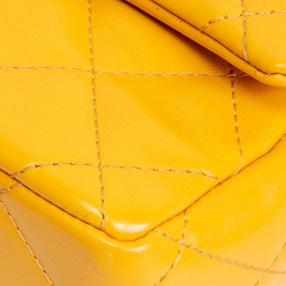 CHANEL Golden Links Top Handle Flap Bag Small- Mustard Yellow