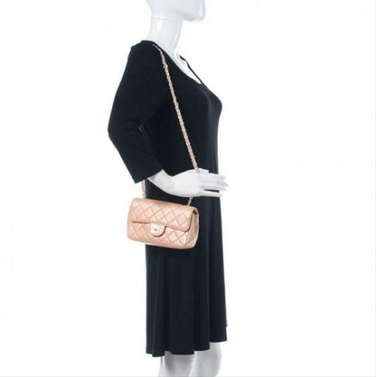 Chanel Classic Quilted Mini Rectangular Flap Beige Lambskin Leather