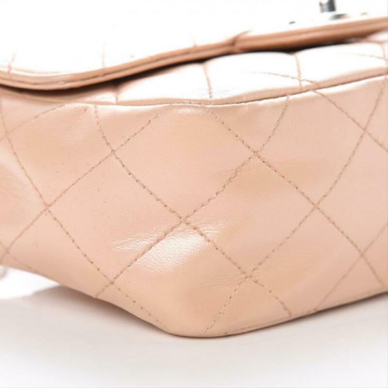 Chanel Classic Quilted Mini Rectangular Flap Beige Lambskin Leather