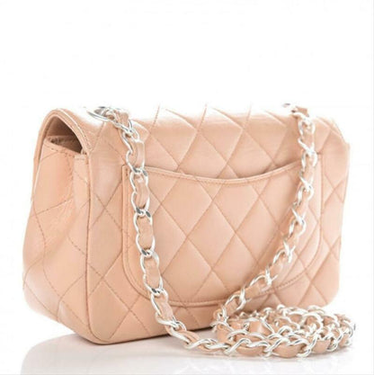 Chanel Classic Quilted Mini Rectangular Flap Beige Lambskin Leather