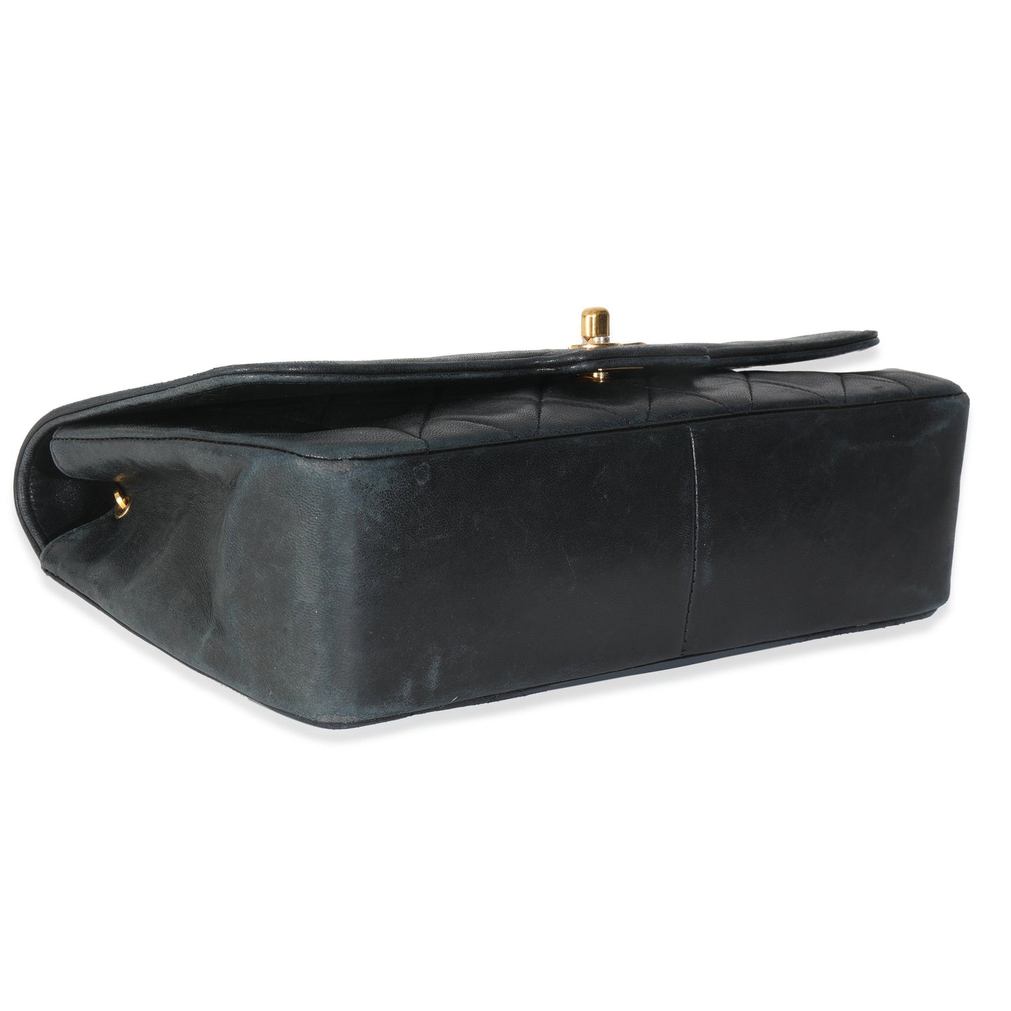 Vintage Black Quilted Lambskin Medium Diana Single Flap Bag