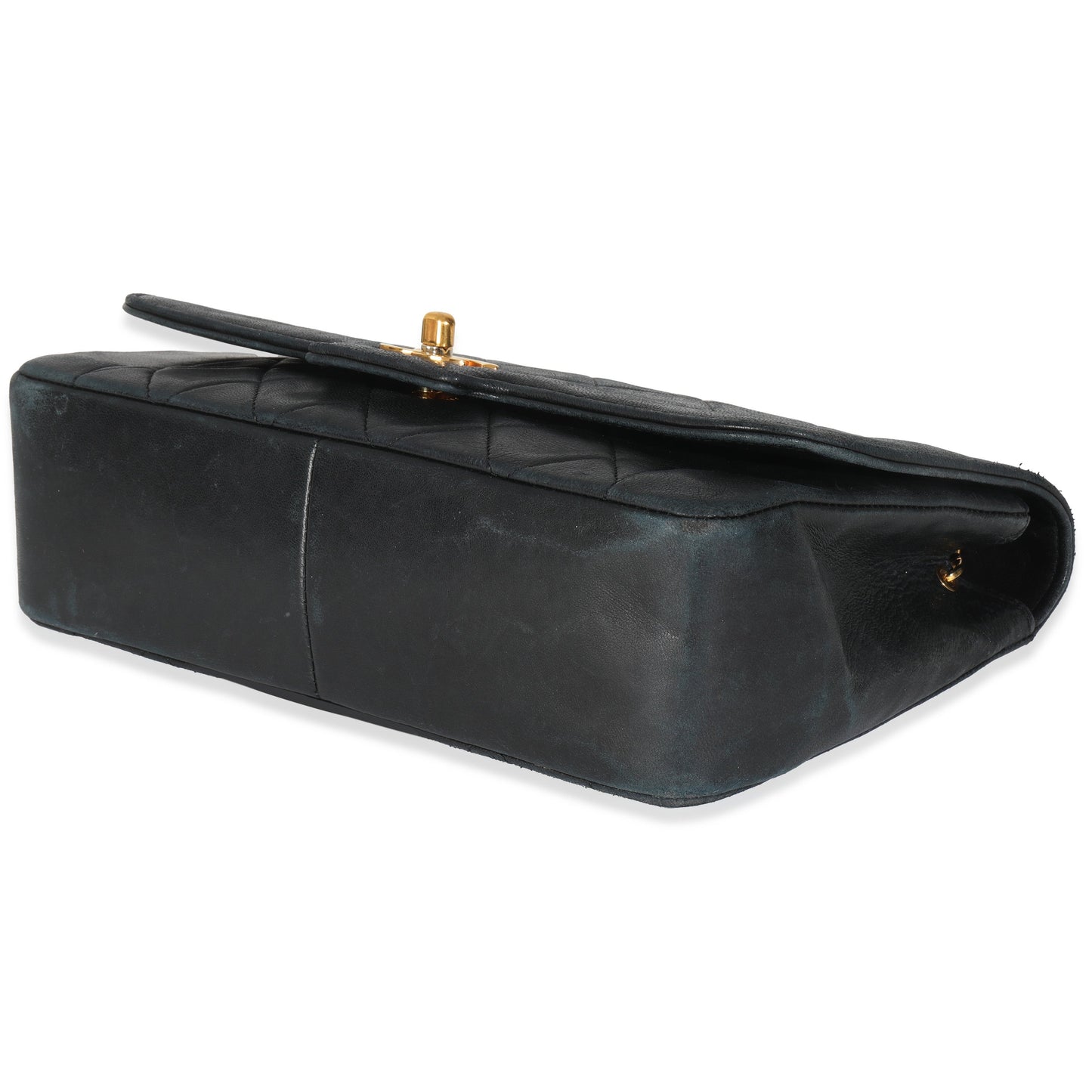 Vintage Black Quilted Lambskin Medium Diana Single Flap Bag